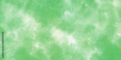 Abstract green background with clouds. soft green watercolor texture blending into a fresh and airy abstract background. misty green natural watercolor texture.
