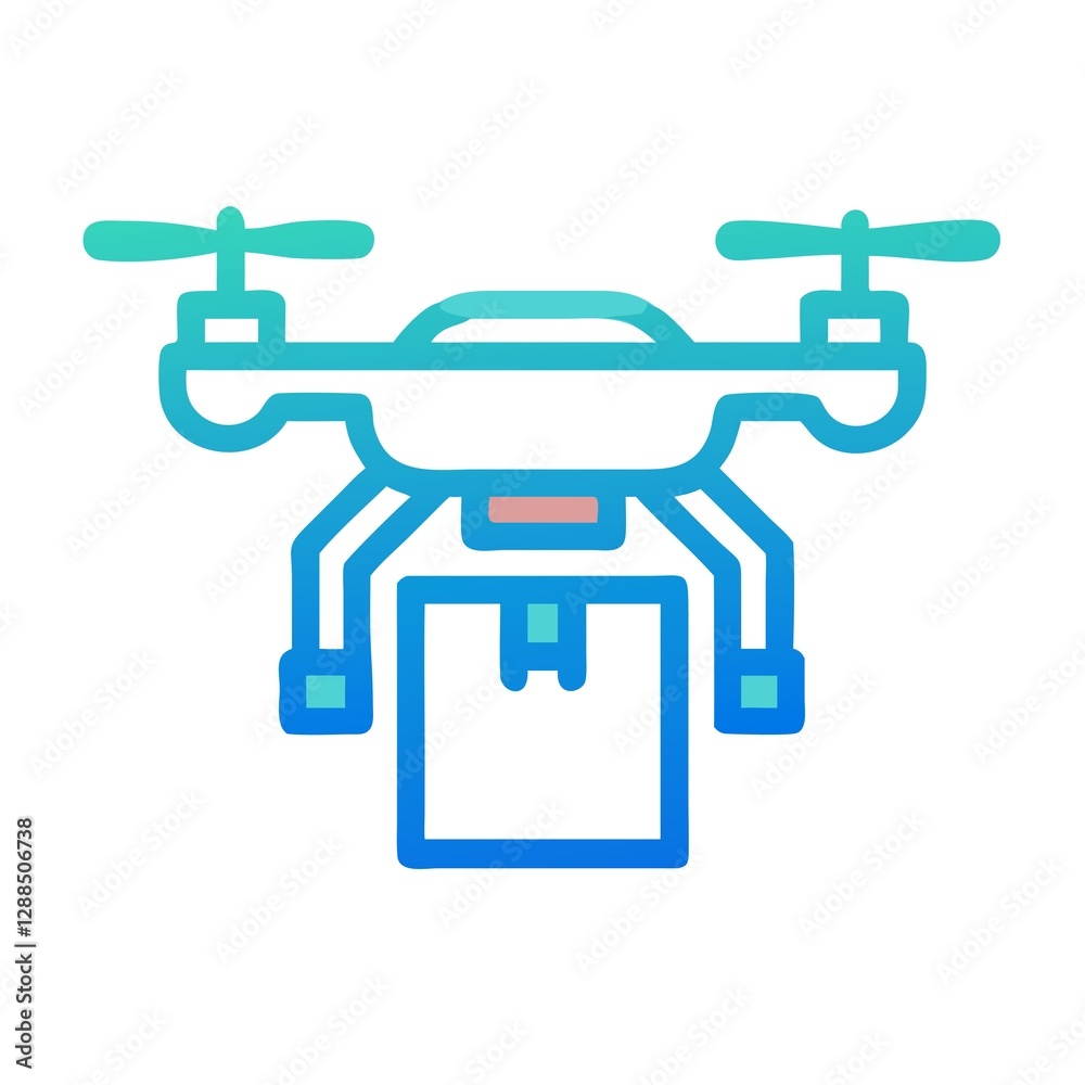 Drone transport icon symbolizing delivery by air. Drone transport icon symbolizing delivery by air.