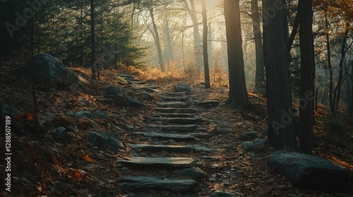 Appalachian Trail in Stokes State Forest New Jersey: Sunny Day Among Forested Steps