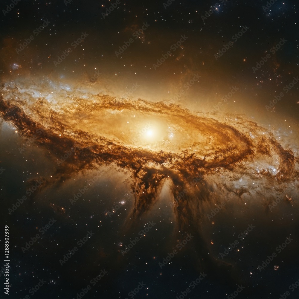 Fototapeta premium Cosmic Splendor of Galaxy Illuminated by Bright Center Star