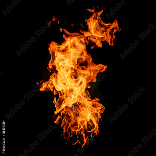 Fire on black background.