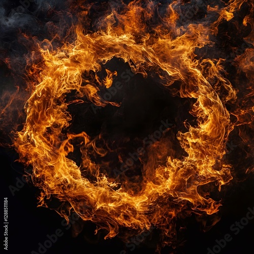 Ring of fire on black background.
