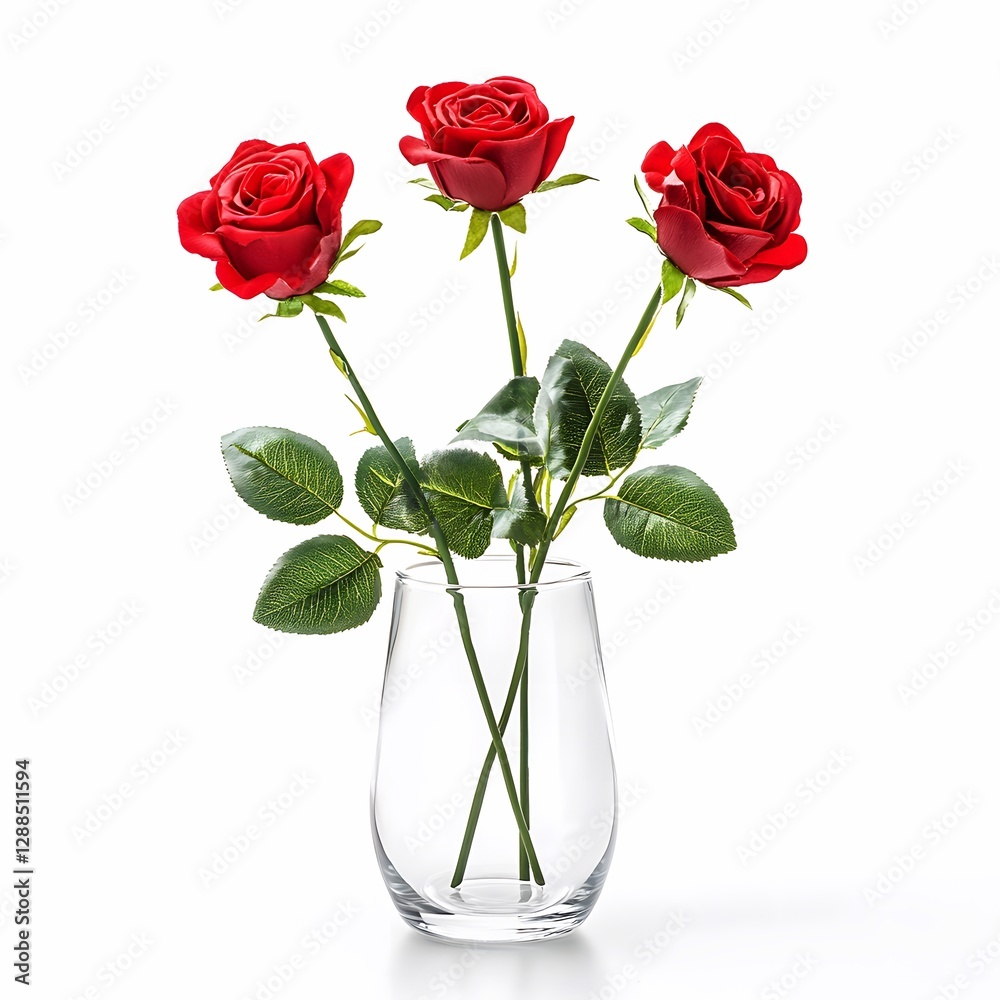 Fototapeta premium glass pots for rose flower, isolated white background.