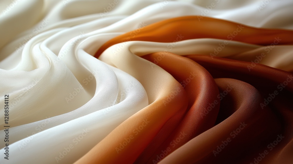 Elegant Flowing Fabric Texture in Cream, White, and Brown Elegant Flowing Fabric Texture in Cream, White, and Brown