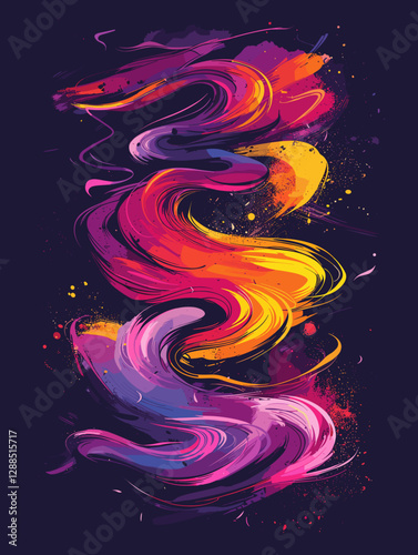 Colorful painting of a spiral with purple, orange, and yellow colors. The painting has a dreamy, whimsical feel to it