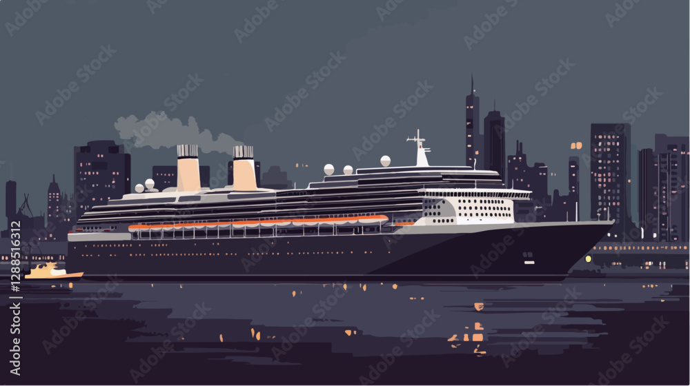 Fototapeta premium Illustration of a cruise ship. Large passenger ship.