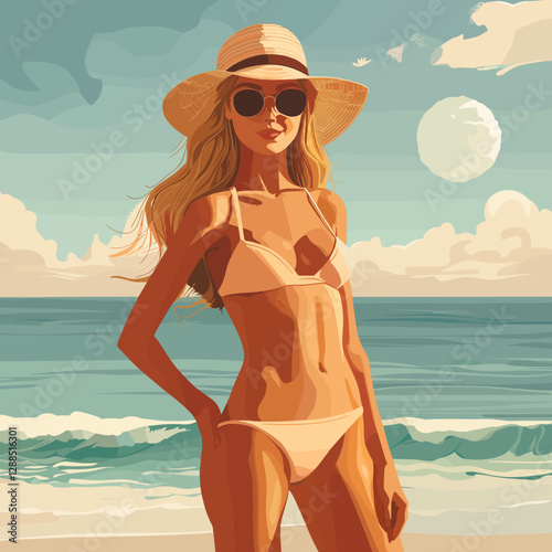young woman in bikini on the beach
