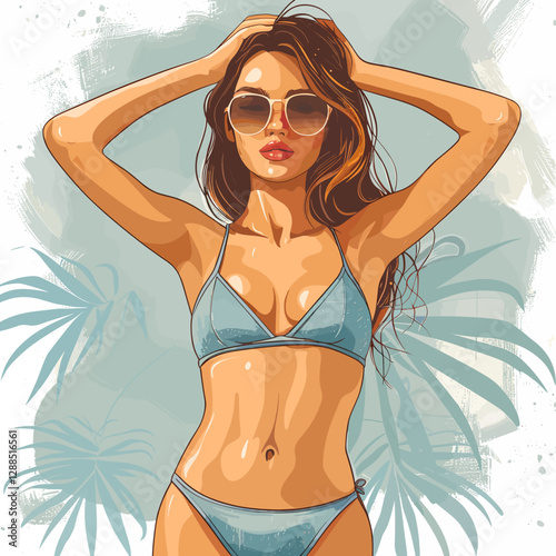 young woman in bikini on the beach