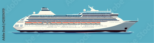 Illustration of a cruise ship. Large passenger ship.