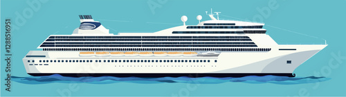 Illustration of a cruise ship. Large passenger ship.