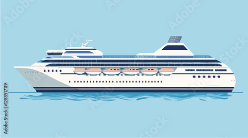 Illustration of a cruise ship. Large passenger ship.