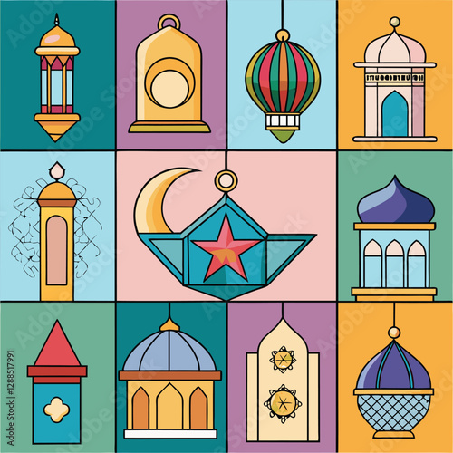 Ramadan vector icon illustration.