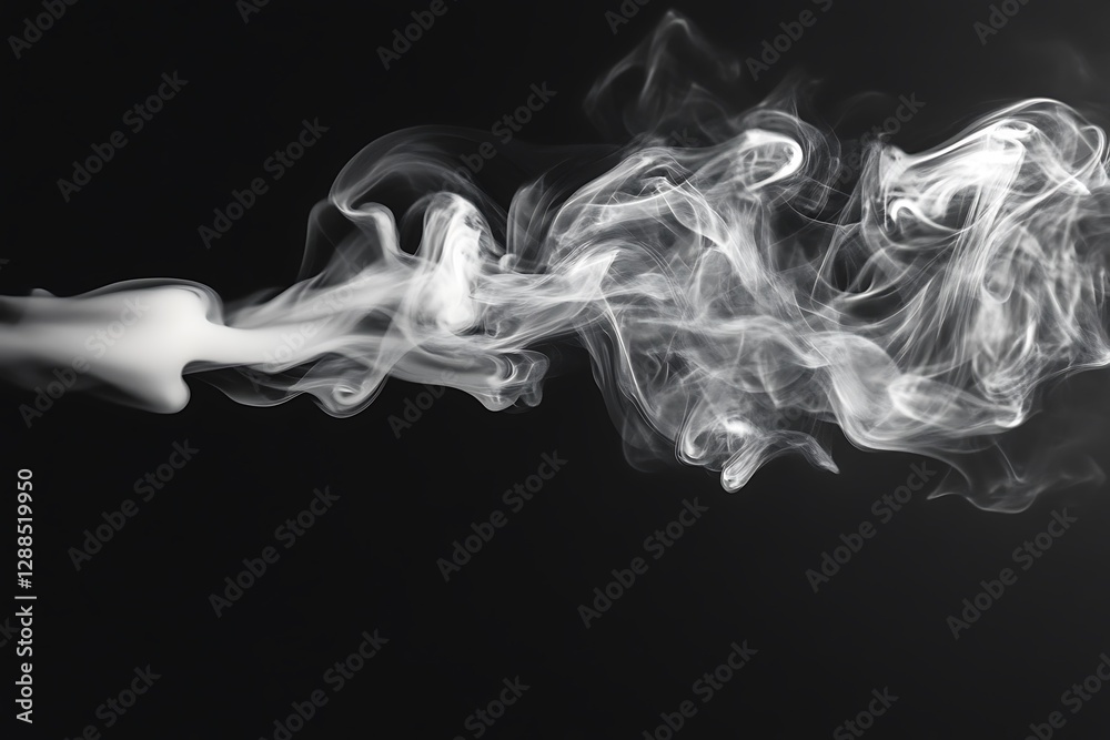 Abstract white smoke stream on black background. Abstract white smoke stream on black background.