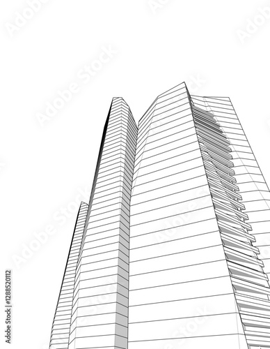 Modern Facade Skyscrapers. Minimalist Architectural Urban Skyline with Contemporary Buildings