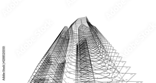 Modern Facade Skyscrapers. Minimalist Architectural Urban Skyline with Contemporary Buildings