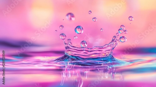 Pink bokeh background water droplet splash