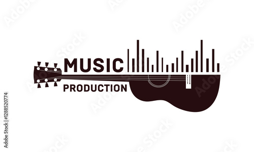 Music Production Logo Guitar music creative design logo vector illustration