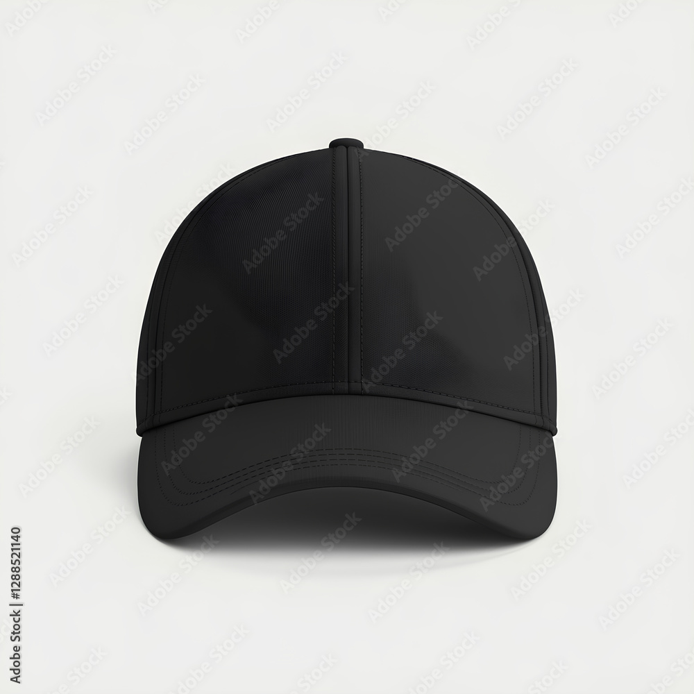 Black baseball cap with structured design and rounded visor, isolated on transparent background PNG Black baseball cap with structured design and rounded visor, isolated on transparent background PNG