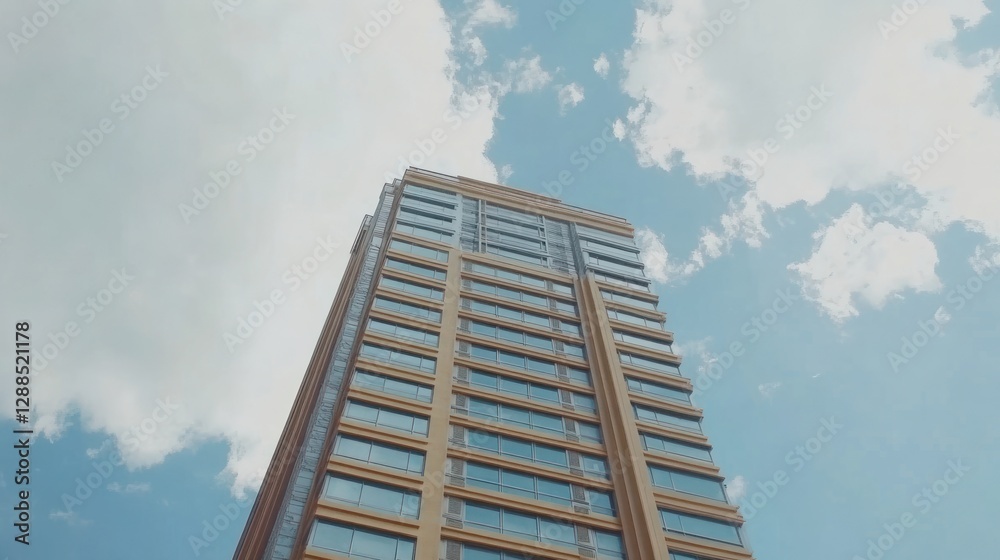 City skyscraper, sunny day, cloudscape, low angle, architecture, real estate City skyscraper, sunny day, cloudscape, low angle, architecture, real estate