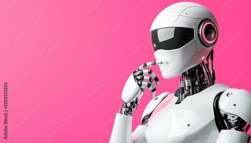 Fototapeta premium Robot concept art futuristic design digital illustration studio environment close-up view technology innovation