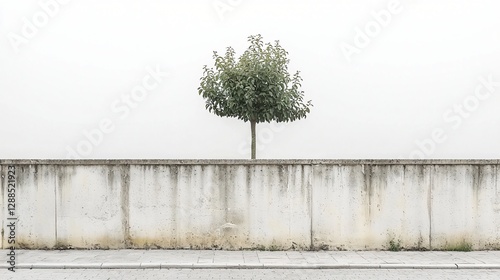 Wallpaper Mural Small tree wall background minimalist urban nature Torontodigital.ca