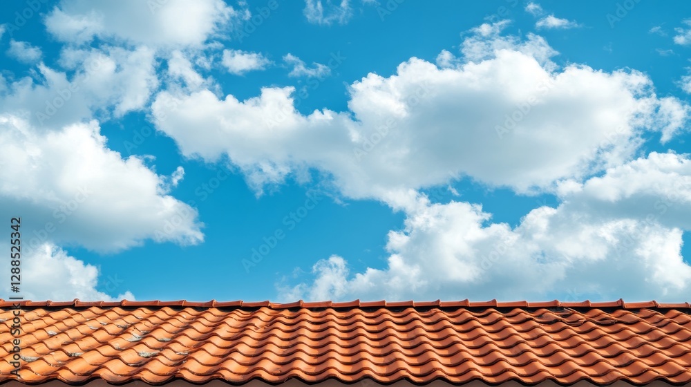 Serene Rooftop View: A Calm Perspective of Tiles and Sky Serene Rooftop View: A Calm Perspective of Tiles and Sky