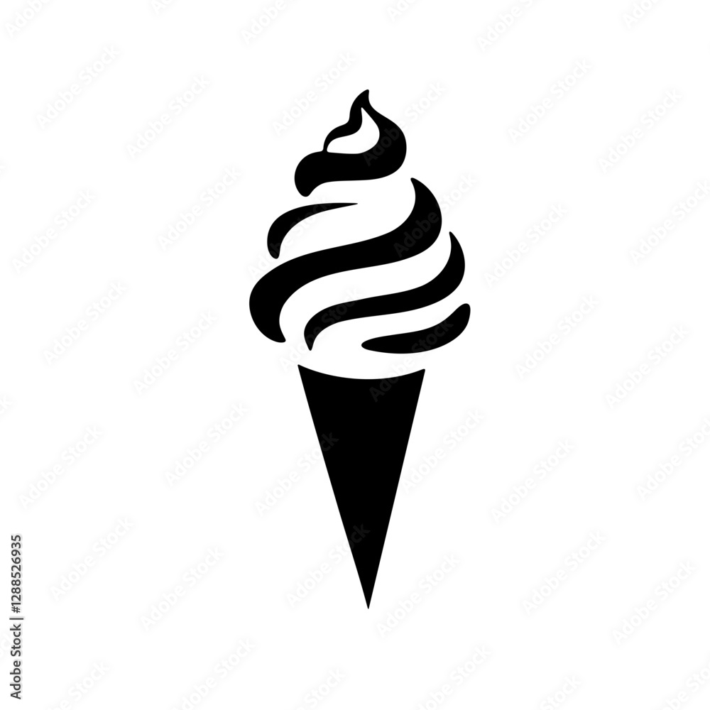 An ice cream with scoop icon silhouette on white background