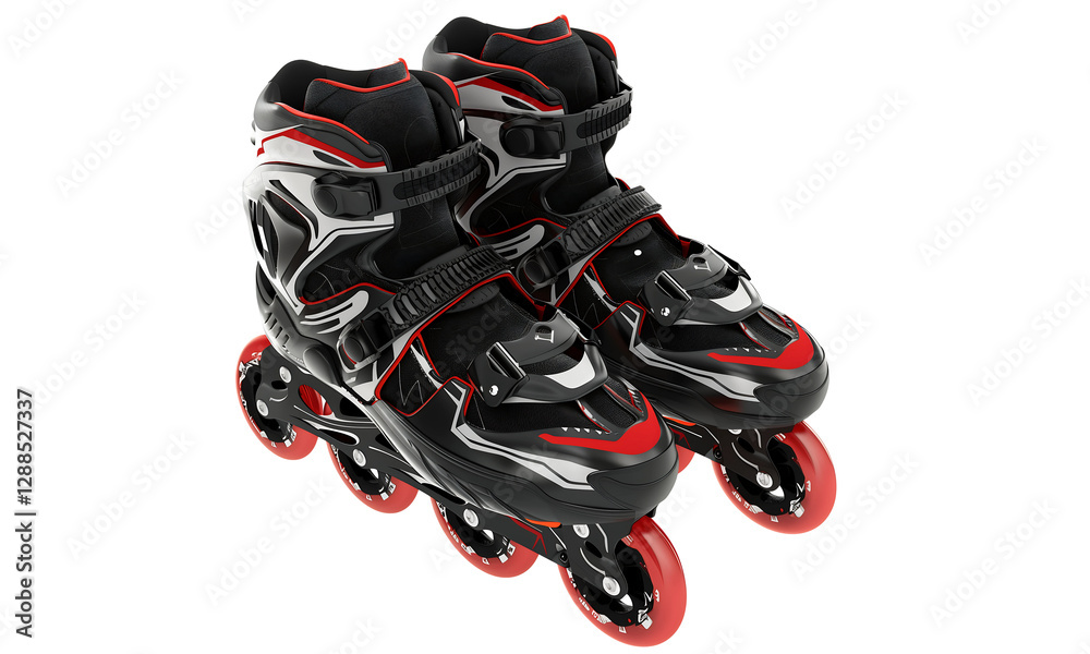 Velocity on Wheels: A dynamic pair of inline skates, sleek and modern, poised for an exhilarating ride on any surface. Capture the thrill and freedom of movement Velocity on Wheels: A dynamic pair of inline skates, sleek and modern, poised for an exhilarating ride on any surface. Capture the thrill and freedom of movement