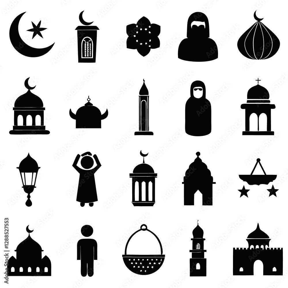 Obraz premium Ramadan vector icon illustration.