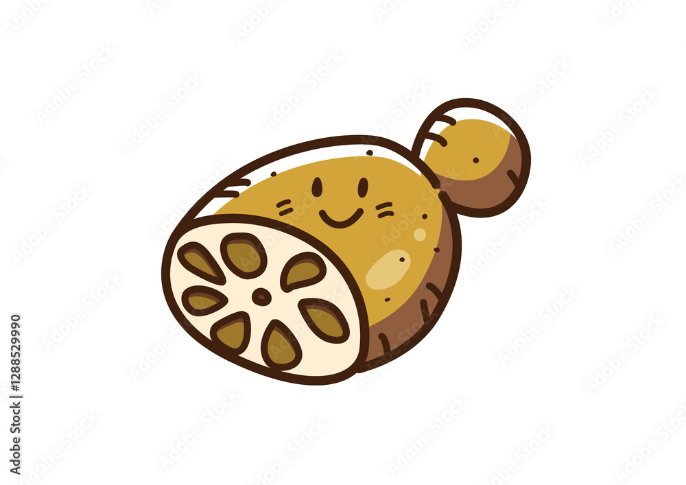 Fototapeta premium レンコン キャラクター ゆるかわ 透過png