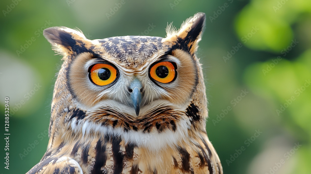 Obraz premium Close-up of a majestic owl with large eyes in natural setting