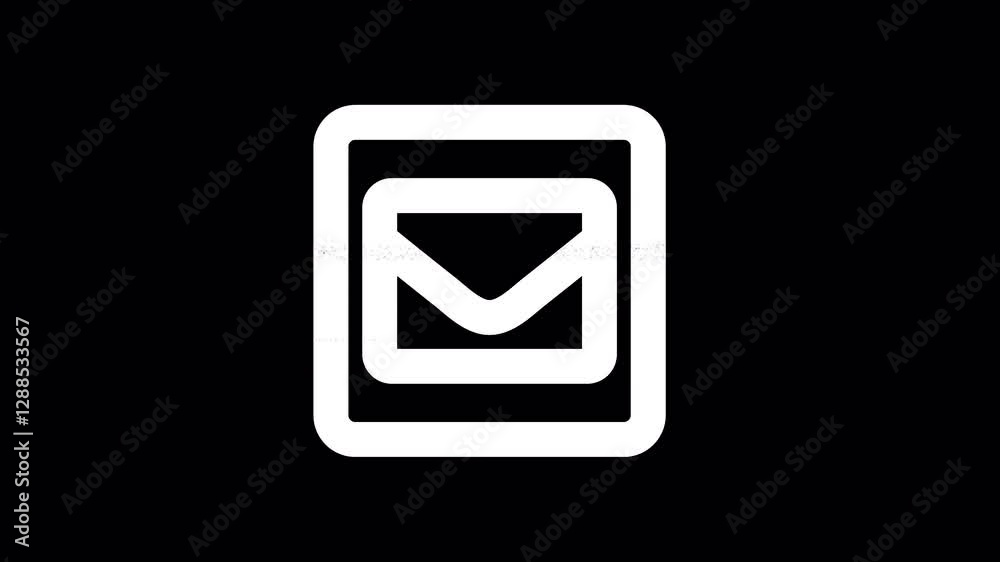 Icon envelope square is distorted. Glitch. Noise, chromatic aberration, geometric distortion. Transparent background, looped. In-Out looped. Alpha BW at the end Icon envelope square is distorted. Glitch. Noise, chromatic aberration, geometric distortion. Transparent background, looped. In-Out looped. Alpha BW at the end