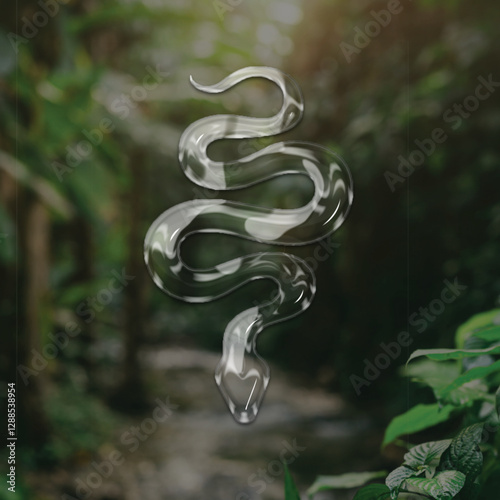 Glass Effect Snake Vector | Transparent Shiny Serpent Illustration