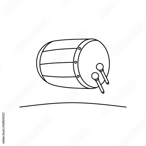 Ramadan Bedug Drum floating on the ground, outline icon vector illustration, top choice graphic resources for many purposes.