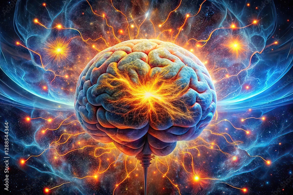 Fototapeta premium Intense Brain Activity and Neural Connections in a Cosmic Setting