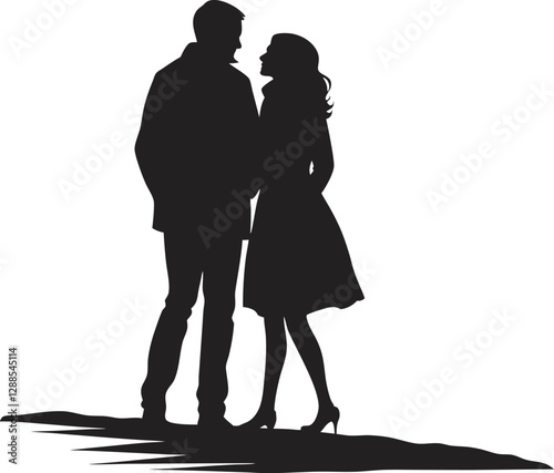 Romantic couple silhouette standing on a hill, perfect for love themes, emotional art, or relationship
