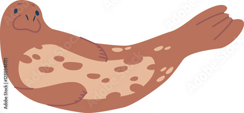 Cartoon arctic sea line vector illustration