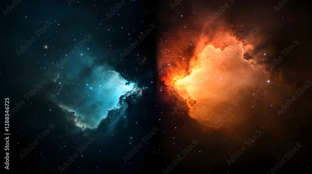 Obraz premium Cosmic Galaxy Swirls and Colorful Nebulae in Deep Space Background Abstract of Glowing Plasma Starry Night Sky and Astronomical Phenomena