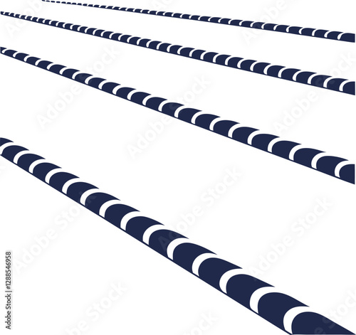 Striped lane dividers in vector design for sports tracks, swimming pools, and raceway layout illustrations