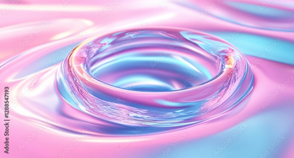 Iridescent liquid neon torus, 3D render, pastel cyan and pink, high detail minimalistic design, futuristic concept Iridescent liquid neon torus, 3D render, pastel cyan and pink, high detail minimalistic design, futuristic concept