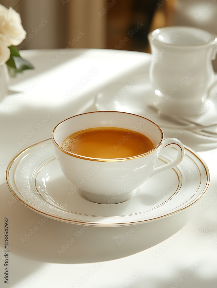 Elegant Gold Rimmed Teacup and Saucer Set Elegant Gold Rimmed Teacup and Saucer Set