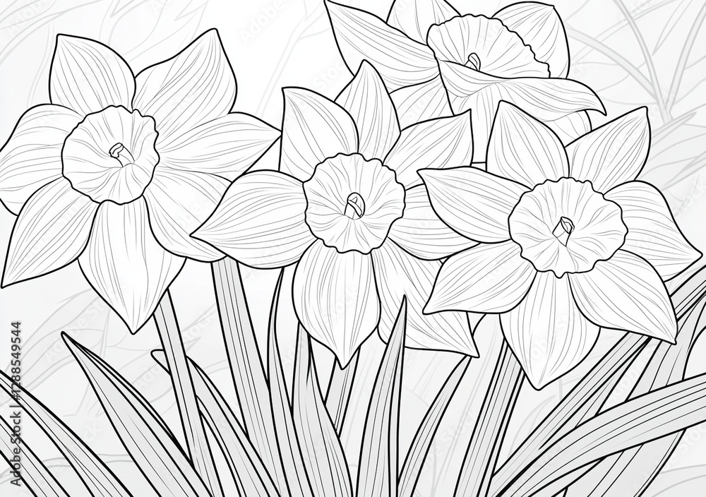 Fototapeta premium daffodil flower coloring.