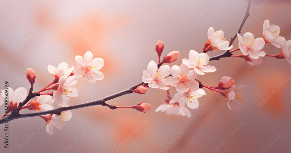 Stunning cherry blossom branches adorned with delicate white flowers and buds in a serene setting, capturing the beauty of springtime in full bloom Stunning cherry blossom branches adorned with delicate white flowers and buds in a serene setting, capturing the beauty of springtime in full bloom