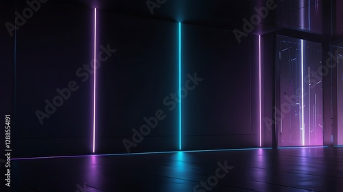 Neon Lights Illuminate Modern Room Interior Design
