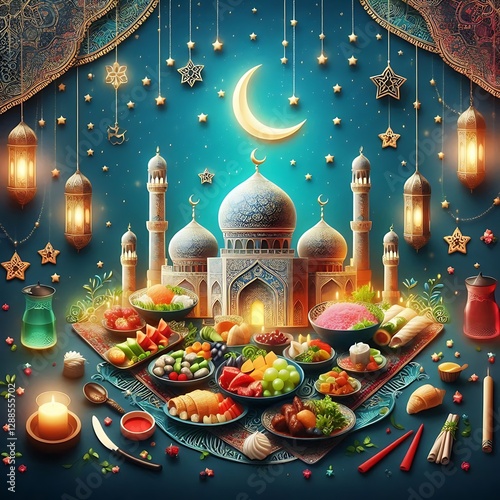 Ramadan Iftar Feast Ramadan Mubarak Dinner Ramadan Kareem Celebration