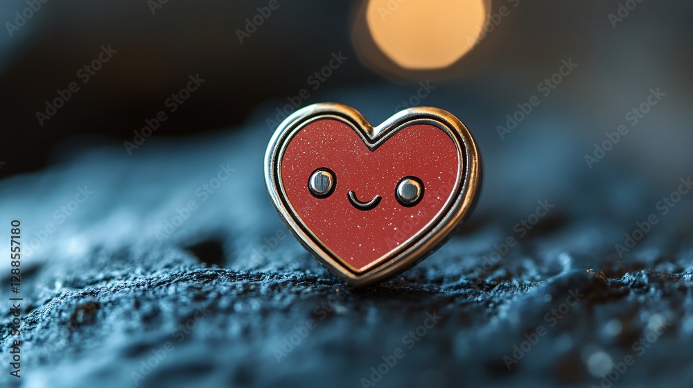 Fototapeta premium A kawaii magnet hugging a tiny heart-shaped metal piece