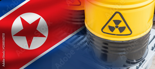 Flag of North Korea. Barrel...