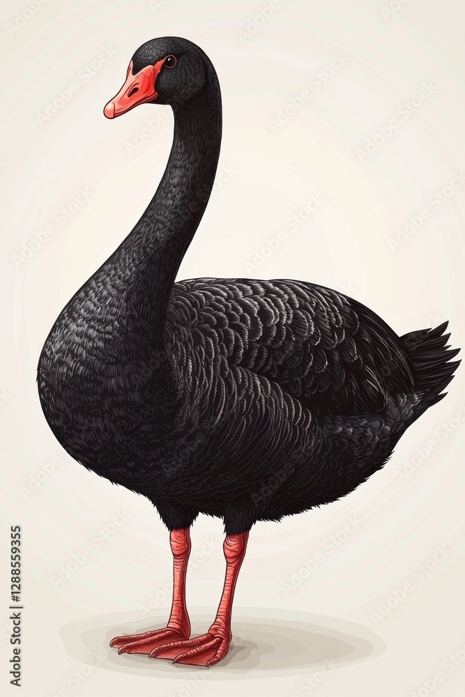 Obraz premium Black swan with red beak, celebrating Western Australia Day beautifully.