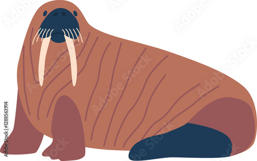 Cartoon arctic walrus with tusks