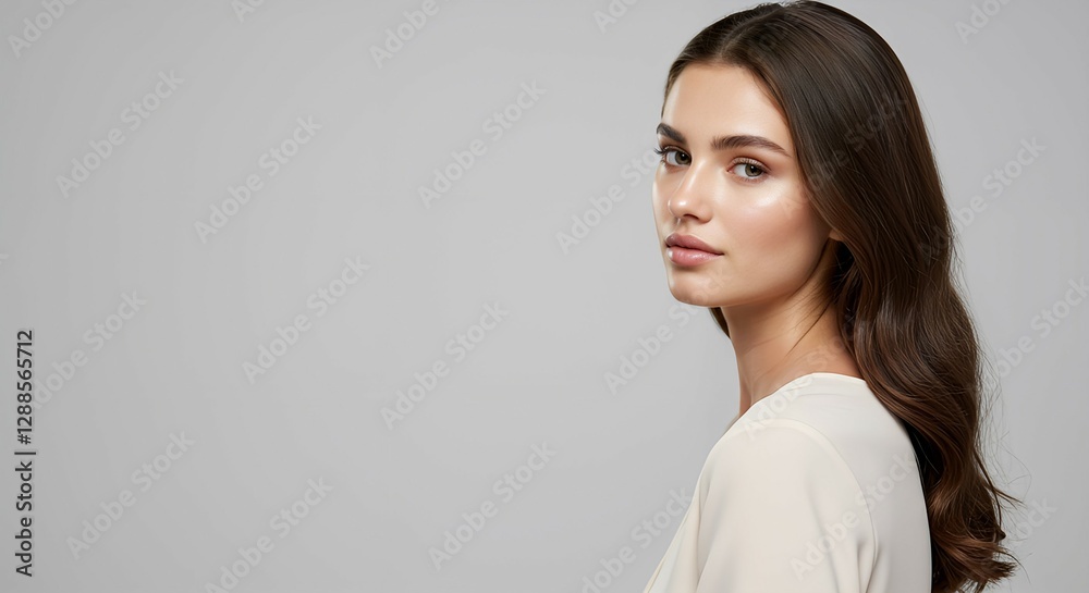 Young beautiful woman with clean fresh skin with copy space Young beautiful woman with clean fresh skin with copy space
